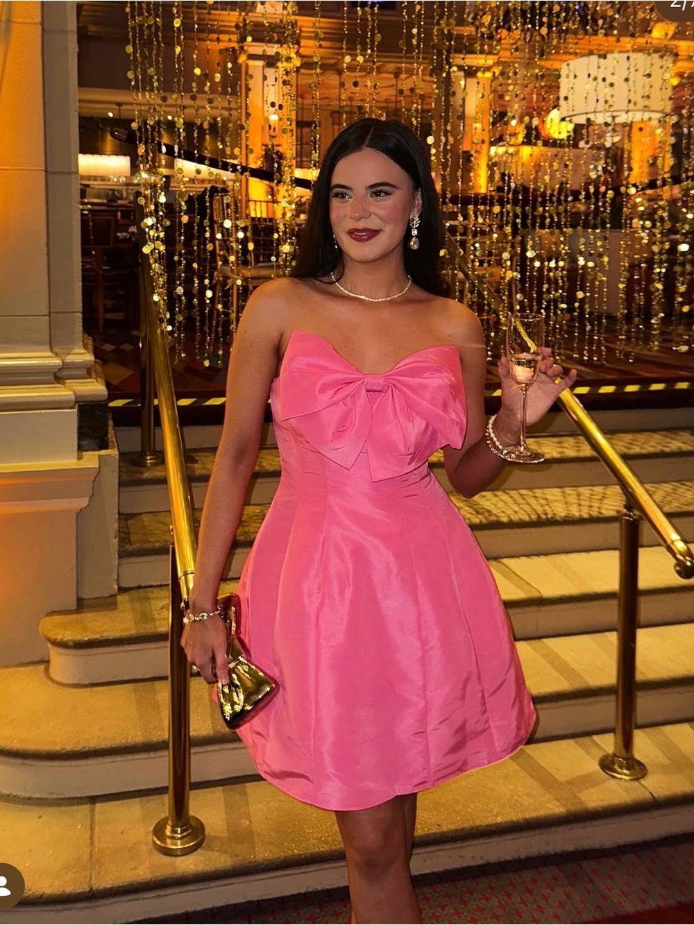 Strapless Pink Bow Cocktail Dress